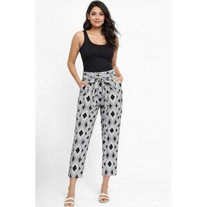 Figue Geometric Print High-Waist Pants  Size L black/White